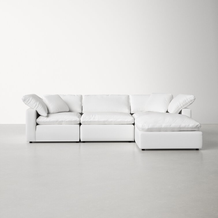 White performance deals fabric sectional